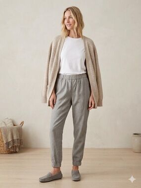 J. Crew Relaxed Elastic-Waist Jogger Pants in Light Gray Size 2